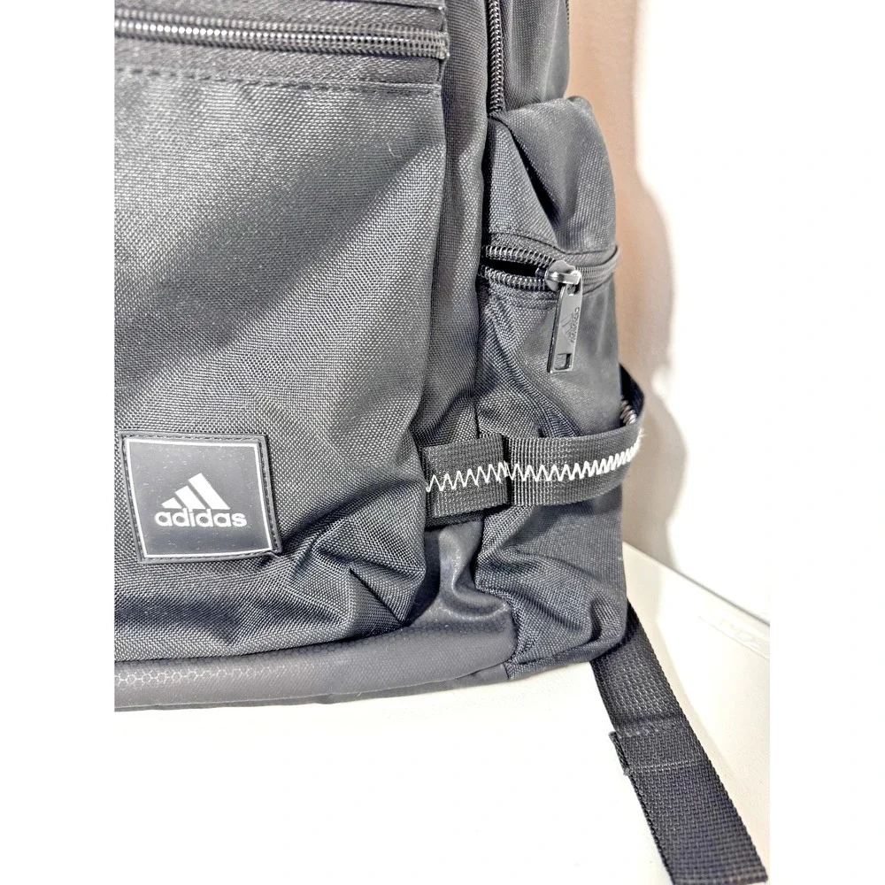 Preloved Adidas Backpack City Embroidered Laptop Bag Blk/White-‎ School Book Bag